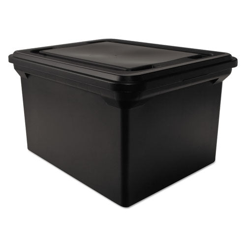 Image of Advantus 34052 File Tote with Lid, Letter/Legal Files, 14.25" x 18" x 10.88", Black