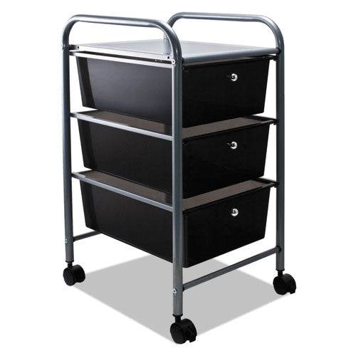 Image of Advantus Portable Drawer Organizer, Metal, 1 Shelf, 3 Drawers, 13" x 15.38" x 25.88", Matte Gray/Smoke