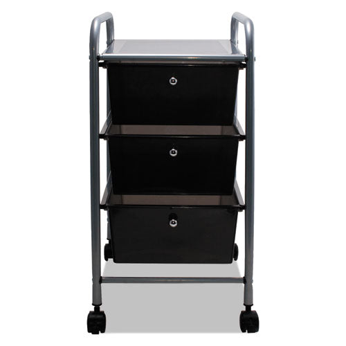 Image of Advantus Portable Drawer Organizer, Metal, 1 Shelf, 3 Drawers, 13" x 15.38" x 25.88", Matte Gray/Smoke