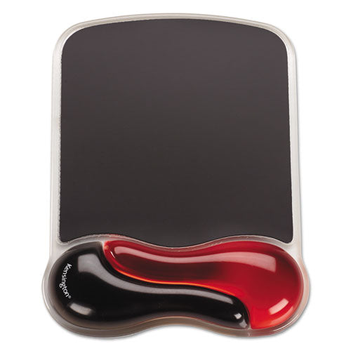 Image of Kensington® K62402AM Duo Gel Wave Mouse Pad with Wrist Rest, 9.37 x 13, Red