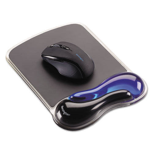 Image of Kensington® K62401AM Duo Gel Wave Mouse Pad with Wrist Rest, 9.37 x 13, Blue