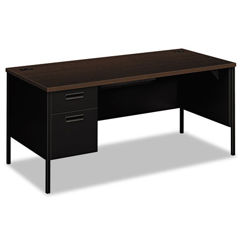 Image of HON® HP3266L.MOCH.P Metro Classic Series Left Pedestal "l" Workstation Desk, 66" X 30" X 29.5", Mocha/black
