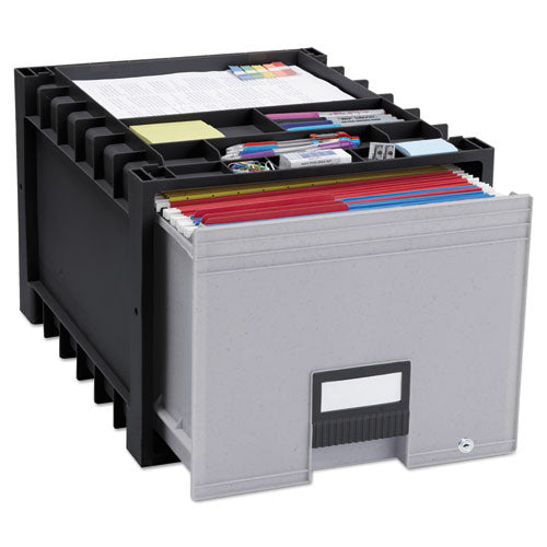 Image of Storex 61178E02C Archive Storage Drawers With Key Lock, Letter Files, 15.25" X 18" X 11.5", Black/gray