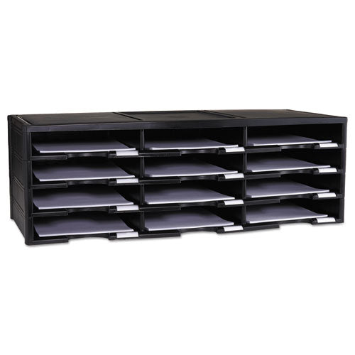 Image of Storex 61602U01C Storex Literature Organizer, 12 Compartments, 10.63 x 13.3 x 31.4, Black