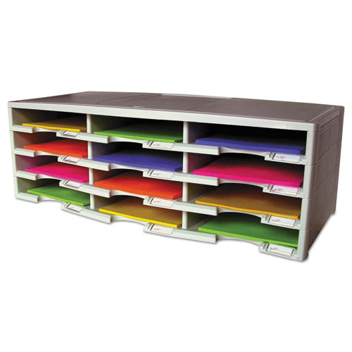 Image of Storex 61601U01C Storex Literature Organizer, 12 Compartments, 10.63 x 13.3 x 31.4, Gray