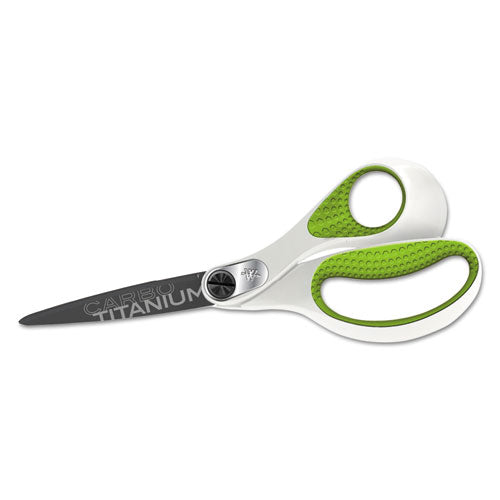Image of Westcott® 16447 CarboTitanium Bonded Scissors, 8" Overall Length, 3.25" Cut Length, Straight White/Green Handle