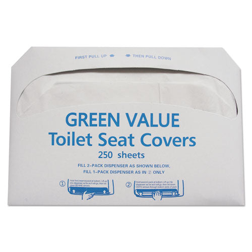 Image of GEN TEH GV-TSC5000 Half-Fold Toilet Seat Covers, 14.75 X 16.5, White, 5,000/carton