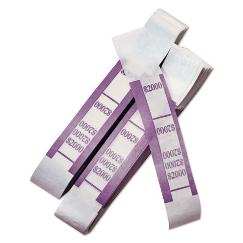 Image of Iconex 55032 Color-Coded Kraft Currency Straps, Self-Adhesive, Twenties, $2,000 Strap, Violet/White, 1,000/Pack