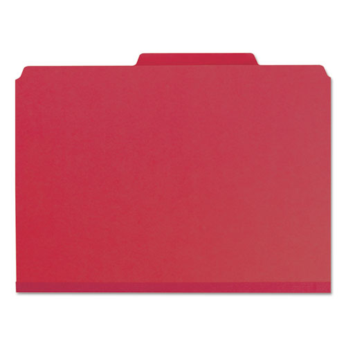 Image of Smead 21538 Expanding Recycled Heavy Pressboard Folders, 1/3-Cut Tabs: Assorted, Letter Size, 1" Expansion, Bright Red, 25/Box