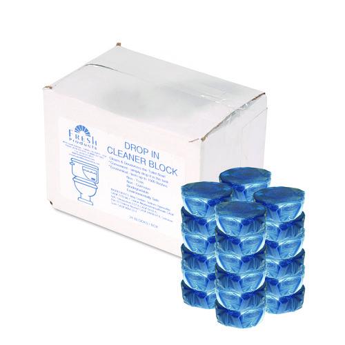Image of Fresh Products DIB-F-024I072M-00 Drop-In Tank Non-Para Cleaner Block, Unscented, Blue, 24/box