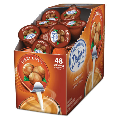 Image of International Delight® WWI02283 Flavored Liquid Non-Dairy Coffee Creamer, Hazelnut, 0.44 oz Mini Cups, 48/Box