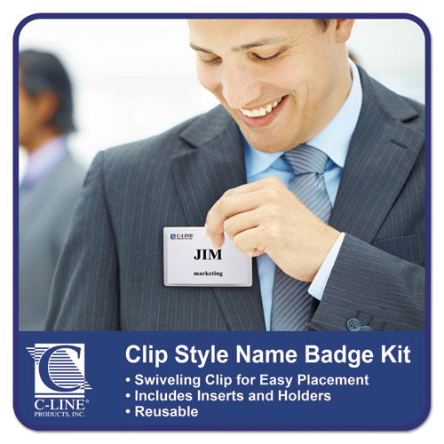 Image of C-Line® 95543 Name Badge Kits, Top Load, 4 X 3, Clear, 50/box