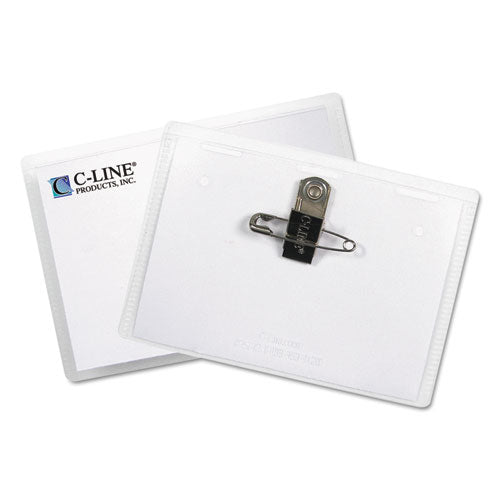 Image of C-Line® 95723 Name Badge Kits, Top Load, 3 1/2 X 2 1/4, Clear, Combo Clip/pin, 50/box