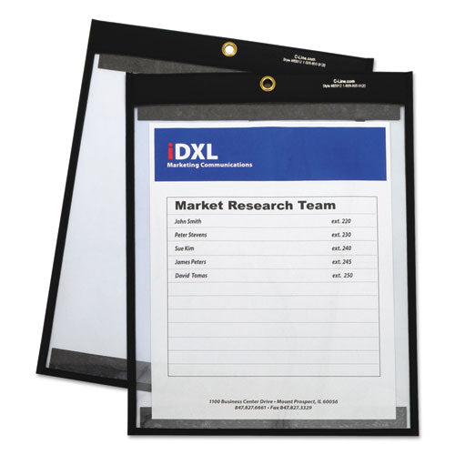 Image of C-Line® 85912 Magnetic Stitched Shop Ticket Holders, Super Heavy-Duty, Top Load 9 x 12 Insert, Clear Front, Black Border, 25/Carton