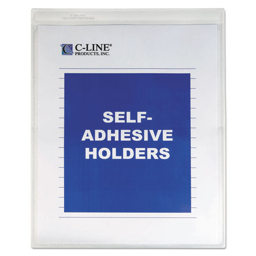 Image of C-Line® 70912 Self-Adhesive Poly Shop Ticket Holders, Super Heavy-Duty, Top Load 9 x 12 Insert, Clear Front, 50/Box