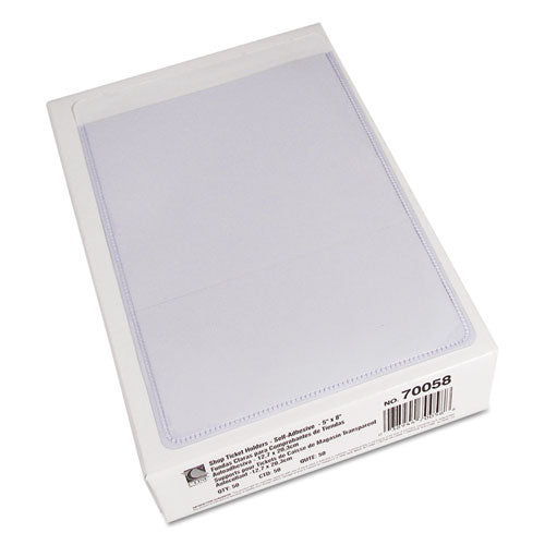 Image of C-Line® 70058 Self-Adhesive Poly Shop Ticket Holders, Super Heavy-Duty, Top Load 5 x 8 Insert, Clear Front, 50/Box