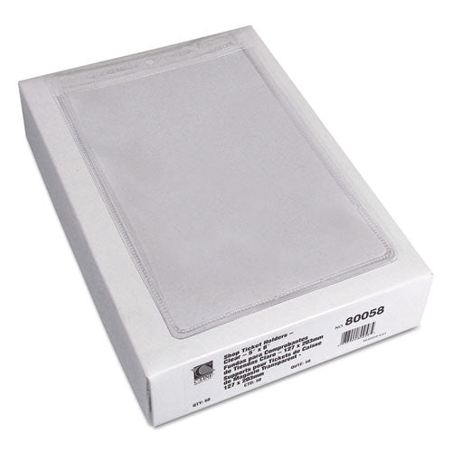 Image of C-Line® 80058 Clear Vinyl Shop Ticket Holders, Super Heavy-Duty, Top Load 5 x 8 Insert, Clear Front, 50/Box