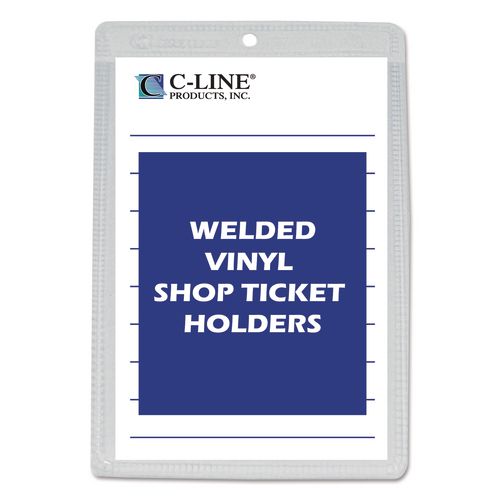 Image of C-Line® 80058 Clear Vinyl Shop Ticket Holders, Super Heavy-Duty, Top Load 5 x 8 Insert, Clear Front, 50/Box