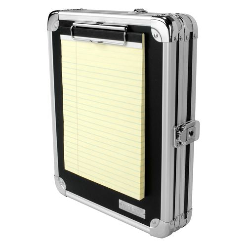 Image of Vaultz® VZ00151-WM Locking Storage Clipboard, 0.38" Clip Capacity, Holds 8.5 x 11 Sheets, Black/Chrome