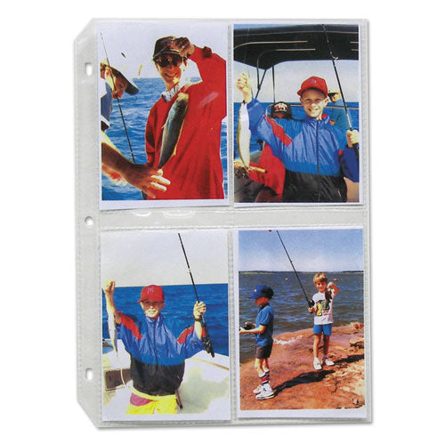 Image of C-Line® 52584 Clear Photo Pages for Eight 3.5 x 5 Photos, 3-Hole Punched, 11.25 x 8.13, 50/Box