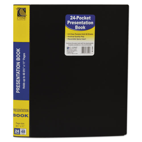 Image of C-Line® CLI33240 Bound Sheet Protector Presentation Book, 24 Letter-Size Sleeves, Black