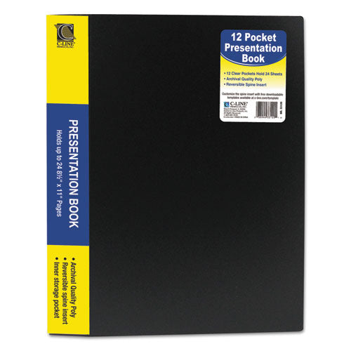 Image of C-Line® CLI33120 Bound Sheet Protector Presentation Book, 12 Letter-Size Sleeves, Black