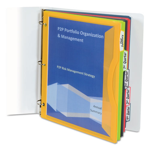 Image of C-Line® 06650 Binder Pocket With Write-On Index Tabs, 9.88 X 11.38, Assorted, 5/set