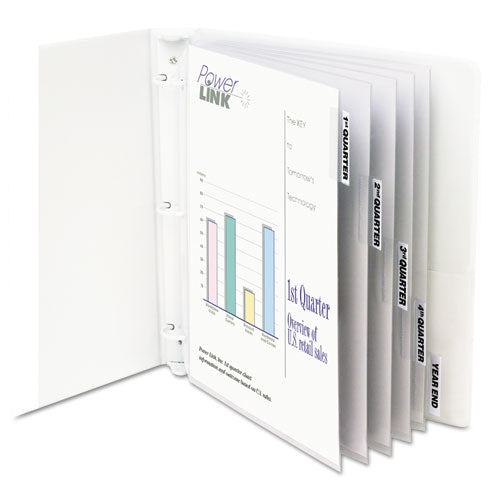 Image of C-Line® 05557 Sheet Protectors with Five Clear Index Tabs, Heavy-Duty, Side: 3-Hole Punched, Top Load 8.5 x 11 Insert, Clear, 5/Set