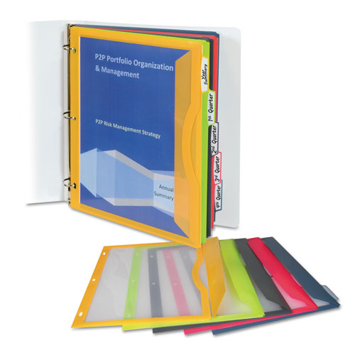 Image of C-Line® 06650 Binder Pocket With Write-On Index Tabs, 9.88 X 11.38, Assorted, 5/set