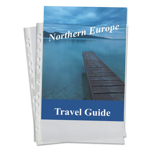 Image of C-Line® 08037 A4 Standard Weight Sheet Protectors, Medium-Duty, Side: 11-Hole Punched, Top Load 8.25 x 11.75 Insert, Clear Front, 50/Box