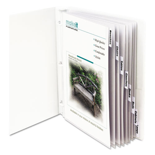 Image of C-Line® 05587 Sheet Protectors with Eight Clear Index Tabs, Heavy-Duty, Side: 3-Hole Punched, Top Load 8.5 x 11 Insert, Clear, 8/Set