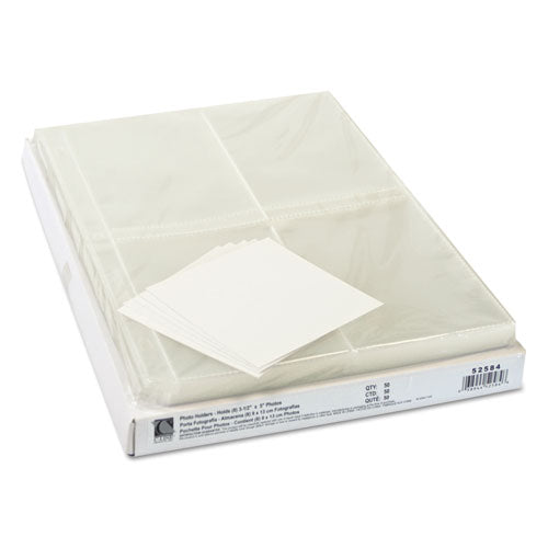 Image of C-Line® 52584 Clear Photo Pages for Eight 3.5 x 5 Photos, 3-Hole Punched, 11.25 x 8.13, 50/Box