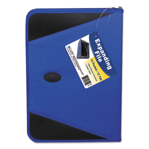 Image of C-Line® 48105 Expanding File with Zipper Closure, 2" Expansion, 13 Sections, Zipper Closure, 1/12-Cut Tabs, Letter Size, Blue