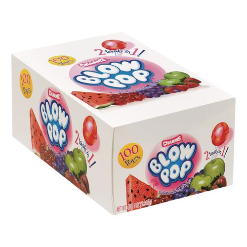 Image of Charms® CRM3869 Blow Pops, 0.8 Oz, Assorted Fruity Flavors, 100/box