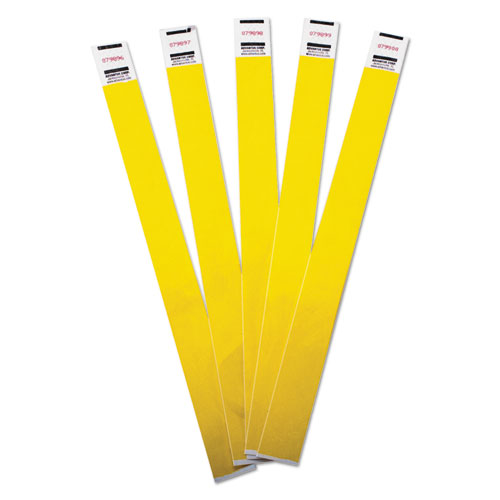 Image of Advantus 75512 Crowd Management Wristbands, Sequentially Numbered, 9.75" x 0.75", Yellow, 500/Pack