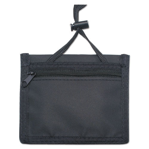 Image of Advantus 75452 ID Badge Holders with Convention Neck Pouch, Horizontal, Black/Clear 5" x 4.25" Holder, 2.75" x 4" Insert, 48" Cord, 12/Pack