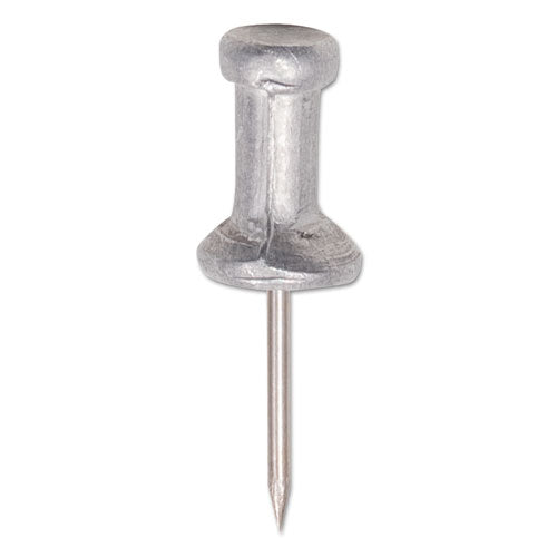 Image of GEM® CPAL4 Aluminum Head Push Pins, Aluminum, Silver, 0.5", 100/Box