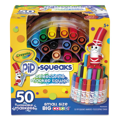 Image of Crayola® 588750 Pip-Squeaks Telescoping Marker Tower, Medium Bullet Tip, Assorted Colors, 50/pack