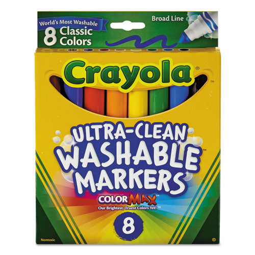 Image of Crayola® 587808 Ultra-Clean Washable Markers, Broad Bullet Tip, Assorted Colors, 8/pack