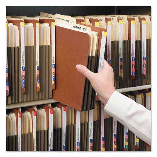Image of Smead 73681 Redrope Drop-Front End Tab File Pockets, Fully Lined 6.5" High Gussets, 3.5" Expansion, Letter Size, Redrope/Brown, 10/Box