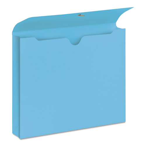Image of Smead 77203 Expanding Wallet with Elastic Cord, 2" Expansion, 1 Section, Elastic Cord Closure, Letter Size, Blue, 10/Box