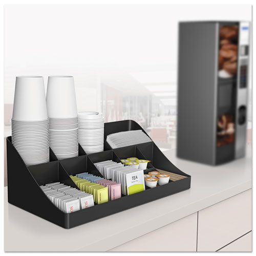 Image of Mind Reader COMORGBLK 11-Compartment Coffee Condiment Organizer, 18.25 x 6.63 x 9.78, Black
