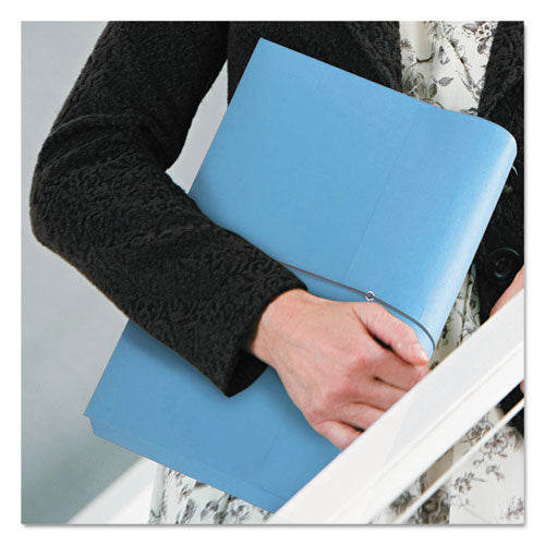 Image of Smead 77203 Expanding Wallet with Elastic Cord, 2" Expansion, 1 Section, Elastic Cord Closure, Letter Size, Blue, 10/Box