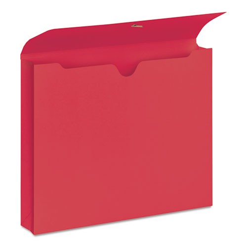 Image of Smead 77205 Expanding Wallet with Elastic Cord, 2" Expansion, 1 Section, Elastic Cord Closure, Letter Size, Red, 10/Box