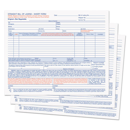 Image of TOPS 3841 Hazardous Material Short Form, Three-Part Carbonless, 7 x 8.5, 50 Forms Total