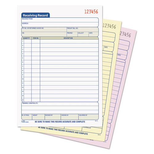 Image of TOPS 46260 Receiving Record Book, Three-Part Carbonless, 5.56 x 7.94, 50 Forms Total