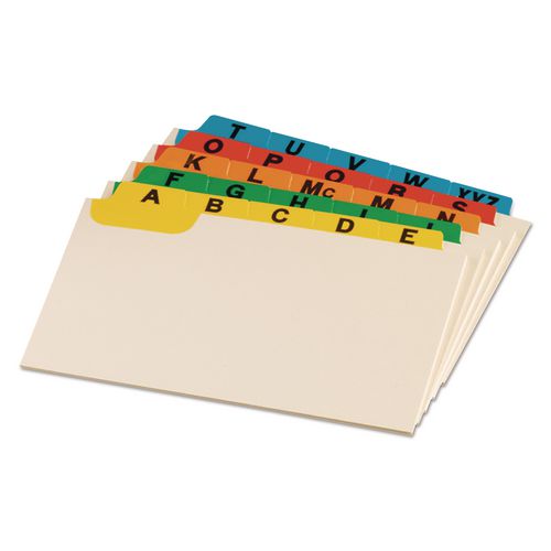Image of Oxford 04635EE Manila Index Card Guides With Laminated Tabs, 1/5-Cut Top Tab, A To Z, 4 X 6, Manila, 25/set