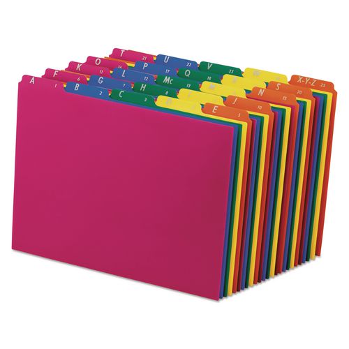 Image of Pendaflex® 40142 Poly Top Tab File Guides, 1/5-Cut Top Tab, A To Z, 8.5 X 11, Assorted Colors, 25/set