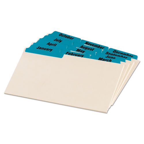 Image of Oxford 04613 Manila Index Card Guides With Laminated Tabs, 1/3-Cut Top Tab, January To December, 4 X 6, Manila, 12/set