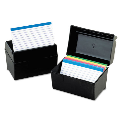 Image of Oxford 01461 Plastic Index Card File, Holds 400 4 X 6 Cards, 6.5 X 4.78 X 5.25, Black
